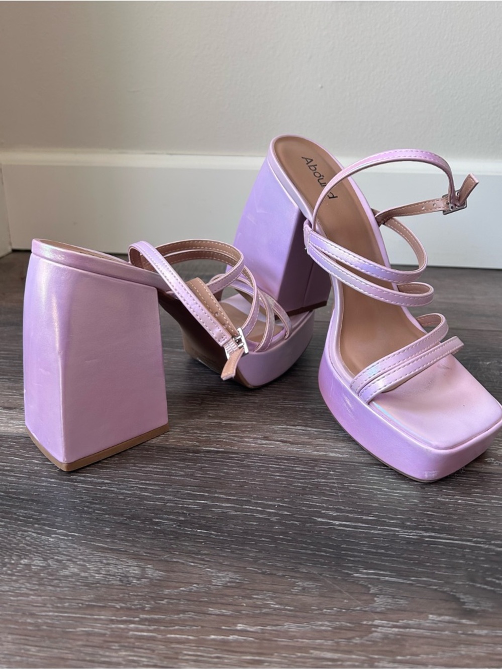 Abound Iridescent Pink Multi-Strap Block Heel Platform Sandals Size 10